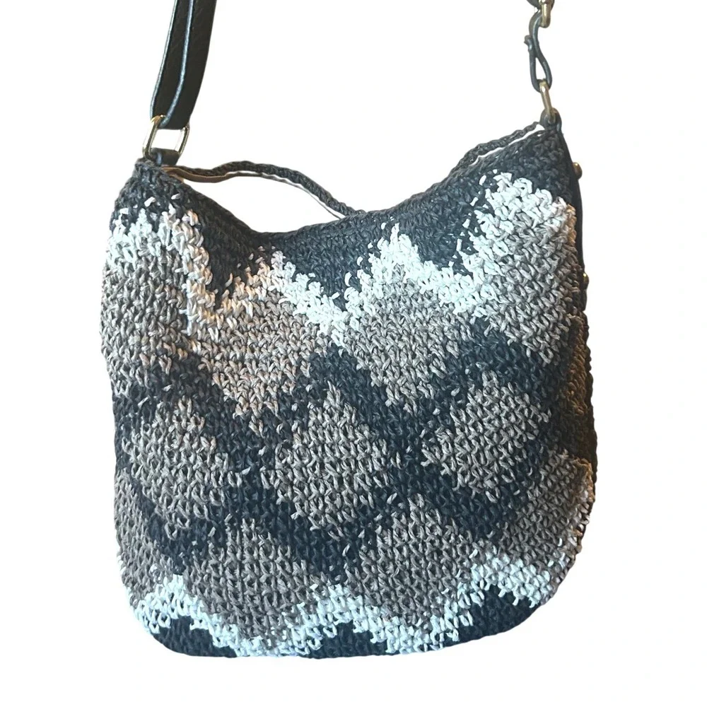 A.N.A by new crosspatch black & tan woven‎ crochet shoulder bag